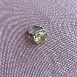 Silver & Yellow Cubic zirconia jewel cocktail ring